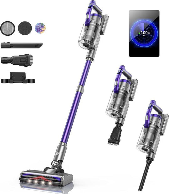 Cordless Vacuum Cleaner, 500W 40Kpa Stick Vacuum Cleaner, OLCD Color Screen Display, Multi-Cone Filtration, Handheld Vacuum for Hardwood Floors, Carpets, Pet Hair, S14 Stick Vacuum