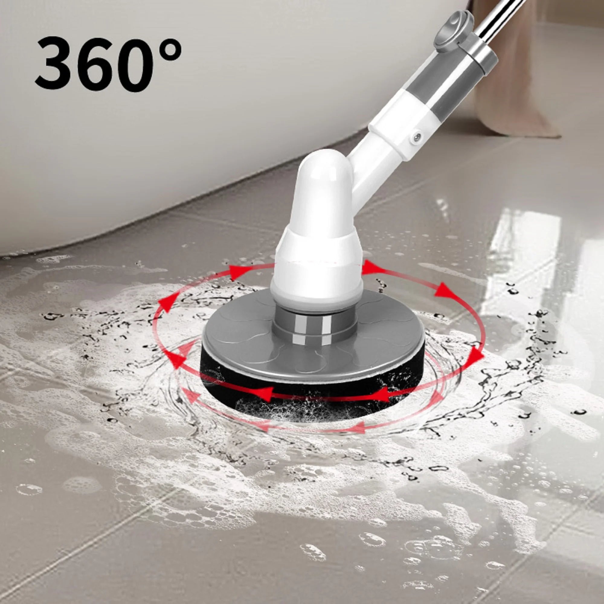 Electric Spin Scrubber,Cordless Cleaning Brush with 8 Heads and Extension Handle Power Shower Scrubber for Bathroom Kitchen Tile Floor