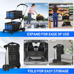 Rengue Multifunctional Folding Cart with Wheels,Two Layers Collapsible Utility Cart for Groceries,Office,Warehouse,Supermarket, Double Layer Foldable Shopping Cart,Collapsible Handcart Heavy Duty