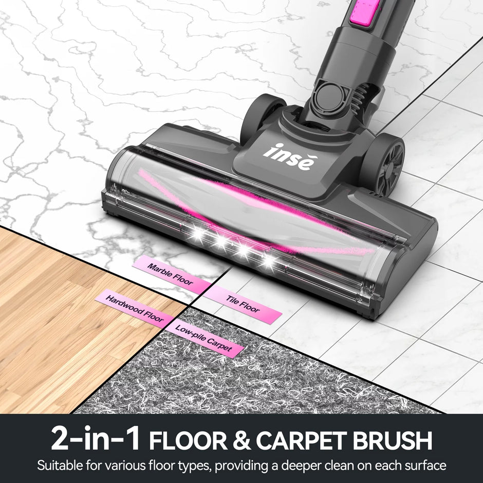 Cordless Vacuum Cleaner, 6-In-1 Rechargeable Stick Vacuum with 2200 Mah Battery, 20Kpa Powerful Lightweight Vacuum Cleaner up to 45 Mins Runtime, for Home Hard Floor Carpet Pet Hair