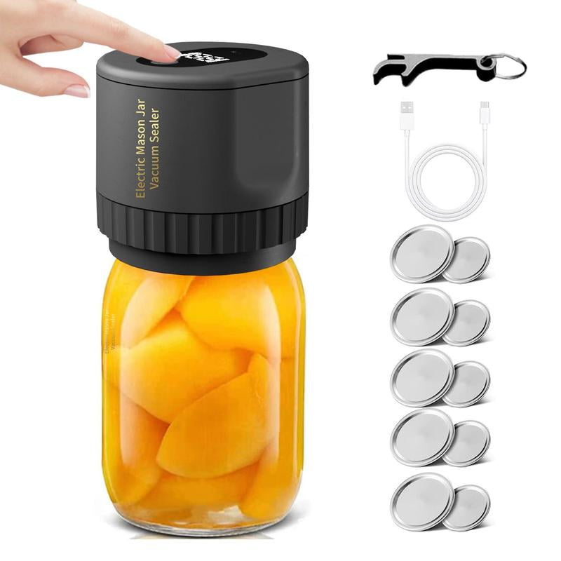 Automatic Jar Vacuum Sealer, Kitchen Appliances for New Home, Kitchen Gadgets, Batteries Required Electric Vacuum Sealer for Mason Jar, Household Jar Vacuum Sealing Machine with Digital Display for Food Storage, Summer Essentials, Small Kitchen Gadgets