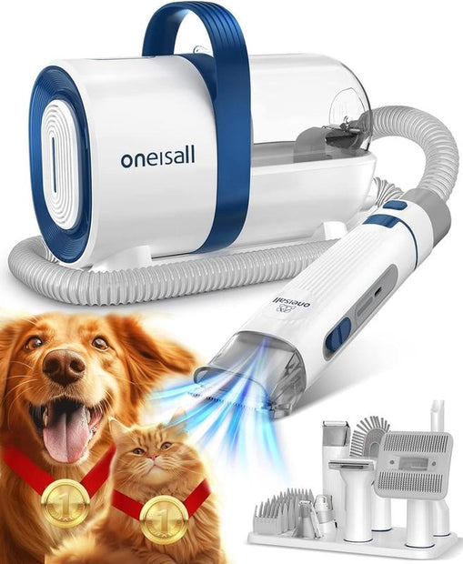 Oneisall LM2 Dog Hair Vacuum & Dog Grooming Kit, Pet Grooming Vacuum with Pet Clipper Nail Grinder, 1.5L Dust Cup Dog Brush Vacuum with 7 Pet Grooming Tools for Shedding Pet Hair, Home Cleaning