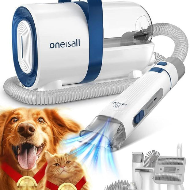 Oneisall LM2 Dog Hair Vacuum & Dog Grooming Kit, Pet Grooming Vacuum with Pet Clipper Nail Grinder, 1.5L Dust Cup Dog Brush Vacuum with 7 Pet Grooming Tools for Shedding Pet Hair, Home Cleaning