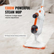 VEVOR Steam Mop Sweeper, 8-In-1 Hard Wood Floor Cleaner with 7 Replaceable Brush Heads, for Various Hard Floors, like Ceramic, Granite, Marble, Linoleum, Natural Floor Mop with 2 Pcs Machine Washable Pads