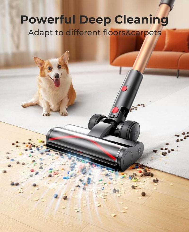 Laresar Cordless Vacuum Cleaner, 550W/45Kpa Stick Vacuum Cleaner with Touch Screen, up to 60Mins Runtime, Anti-Tangle Vacuum Cleaner with Charging Station for Carpet, Hard Floor, Pet Hair, Ultra 7 Vacuum