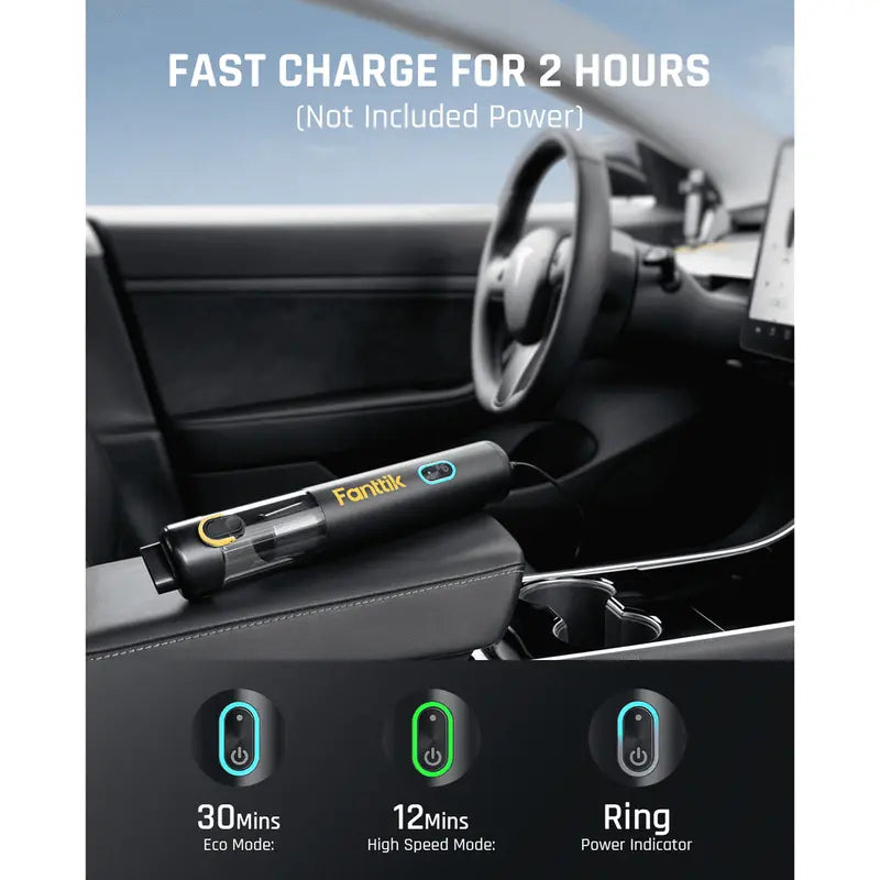 Fanttik Slim V8 Mate/V8 Apex Cordless Car Vacuum High Power, 12000Pa/30Aw, Robustclean Mini Vacuum with Flexible Hose and Pet Brush, 2H Fast Charge, Portable Vacuum for Car Interior Home Cleaning