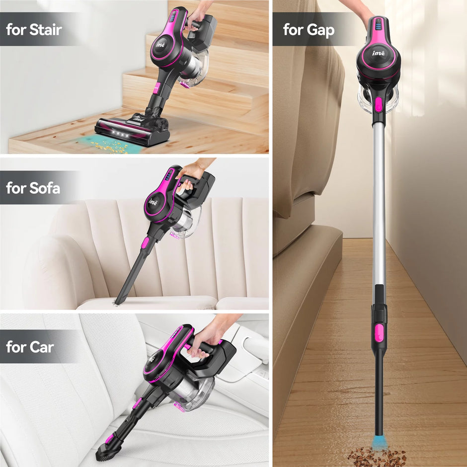 Cordless Vacuum Cleaner, 6-In-1 Rechargeable Stick Vacuum with 2200 Mah Battery, 20Kpa Powerful Lightweight Vacuum Cleaner up to 45 Mins Runtime, for Home Hard Floor Carpet Pet Hair