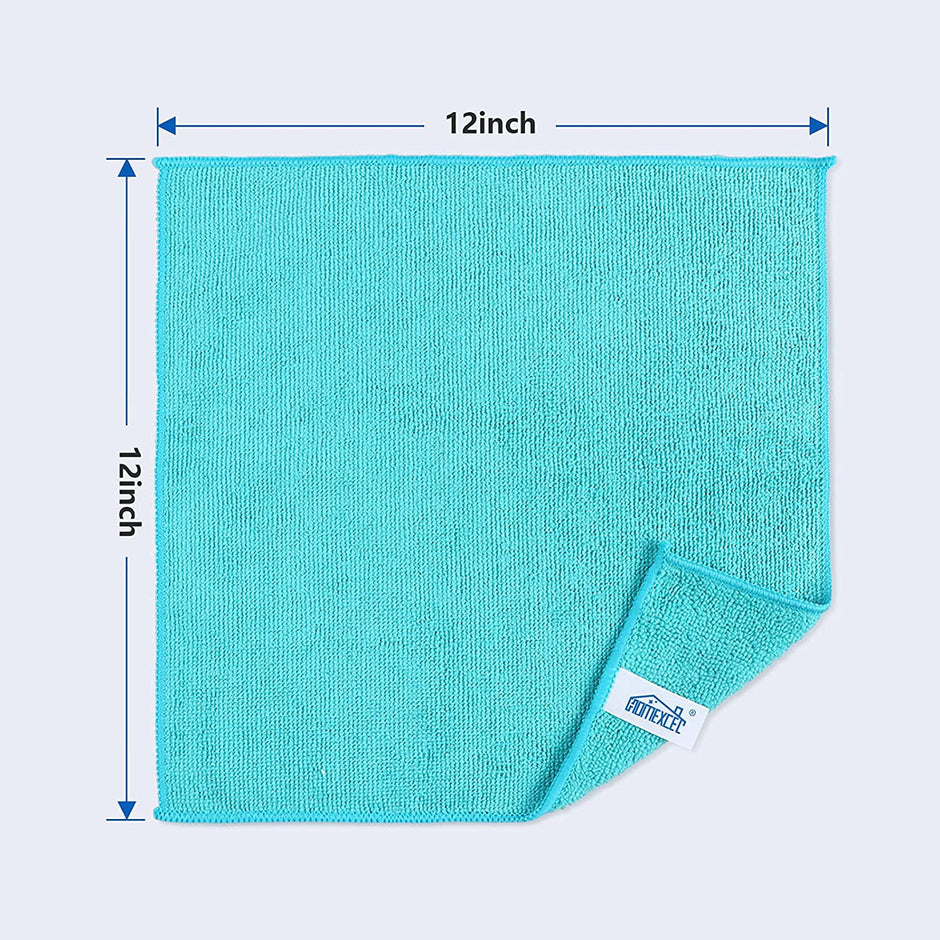 Microfiber Cleaning Cloth,12 Pack Cleaning Rag,Cleaning Towels with 4 Color Assorted,12"X12"(Green/Blue/Yellow/Pink)