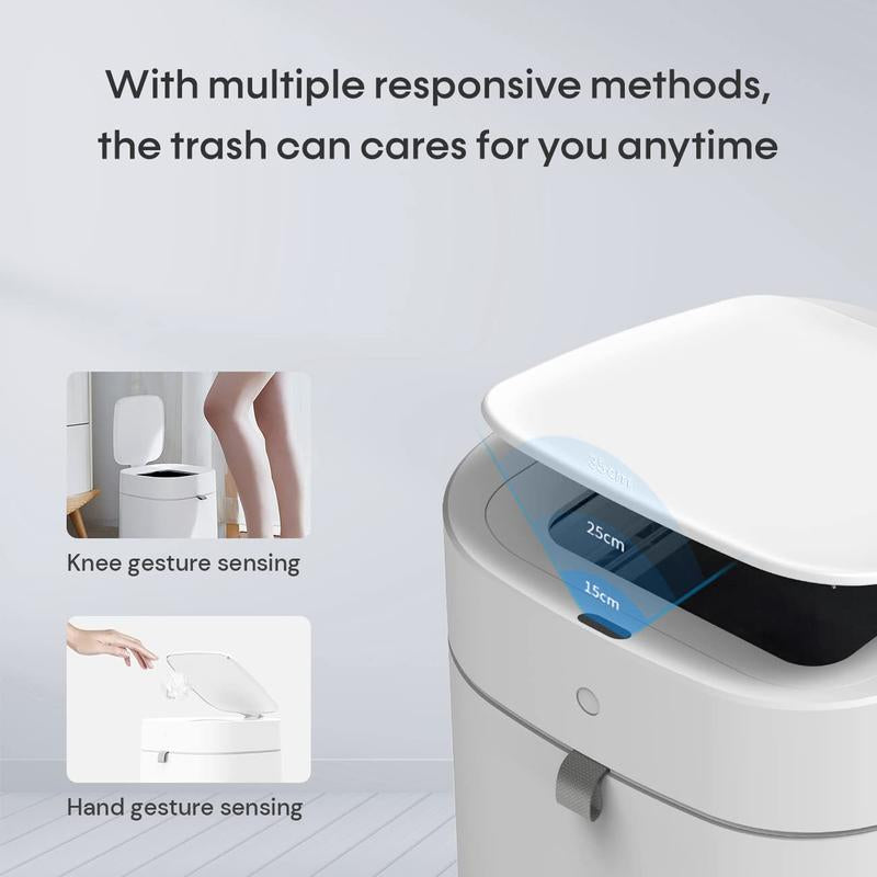 Intrelife Smart Sensor Wastebasket for Living Room Bedroom Kitchen Bathroom 3.5 Gallon Trash Can Self Sealing Auto Refill Smart Bin