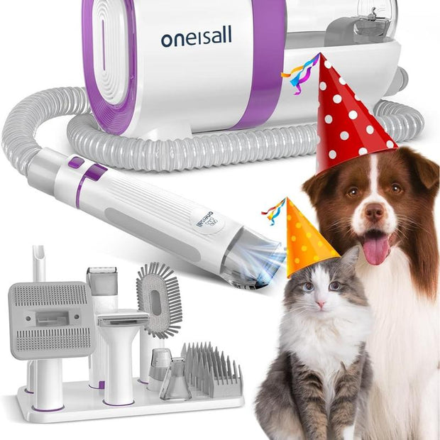 Oneisall LM2 Dog Hair Vacuum & Dog Grooming Kit, Pet Grooming Vacuum with Pet Clipper Nail Grinder, 1.5L Dust Cup Dog Brush Vacuum with 7 Pet Grooming Tools for Shedding Pet Hair, Home Cleaning