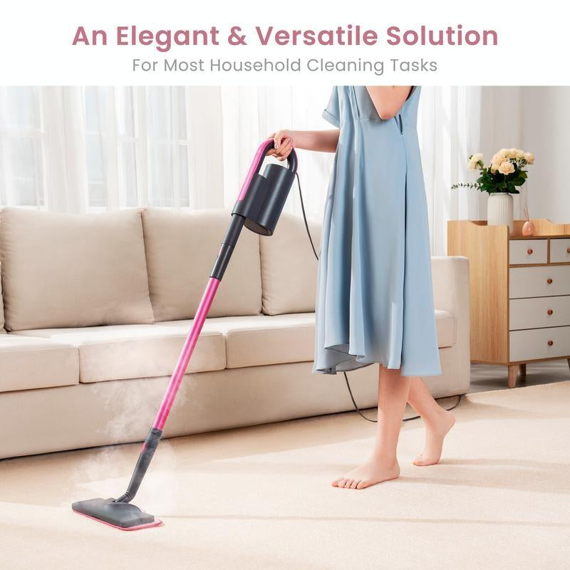 7-In-1 Steam Mop with Detachable Handheld Steamer for Walls, Grouts, Hard Floors, Tiles, Great for Greasy & Sticky Messes with Multi-Purpose Accessories and Washable Microfiber Pads Cleaning Household Kitchen Lightweight