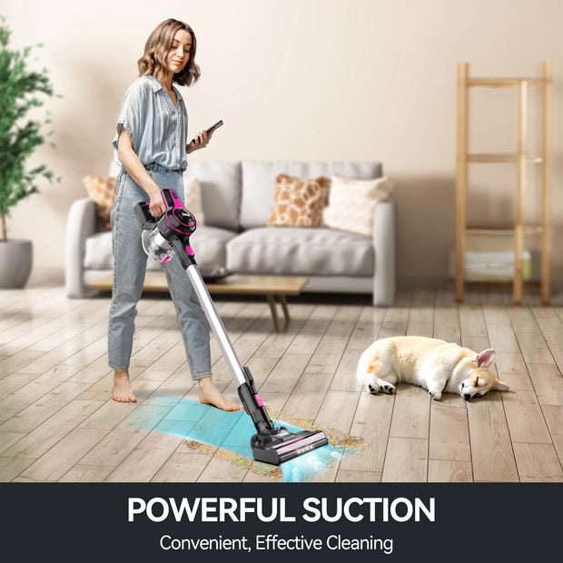 Cordless Vacuum Cleaner, 6-In-1 Rechargeable Stick Vacuum with 2200 Mah Battery, 20Kpa Powerful Lightweight Vacuum Cleaner up to 45 Mins Runtime, for Home Hard Floor Carpet Pet Hair