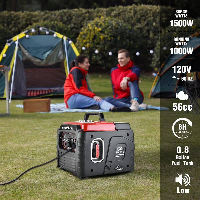 Powersmart 1500-Watt Gas Powered Portable Inverter Generator, Super Quiet, Ultra-Light Small Generator for Camping Outdoor,Fishing, Parallel Capable, CARB Compliant,Portable,Weather Resistant Emergency Power, Fall Deals for You Campaign, Hurricane (PS55)