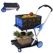 2-Tier Multi-Functional Collapsible Carts Foldable Trolley with Storage Crate Rolling Swivel Wheels