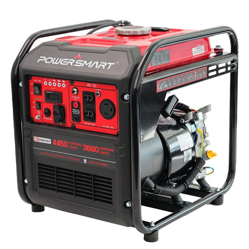 Powersmart 4450-Watt Portable Inverter Generator, Gas Powered, Co-Sensor, Lightweight & Quiet for Home Use, Camping Outdoor, Fishing, EPA Compliant, Powerful Engine, Pure Sine Wave, LED Indicators, RV, Low Oil Shutdown, Hurricane, MB5040C